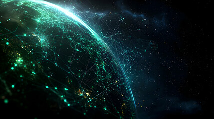 Obraz premium Futuristic Digital Earth With Glowing Network Connections