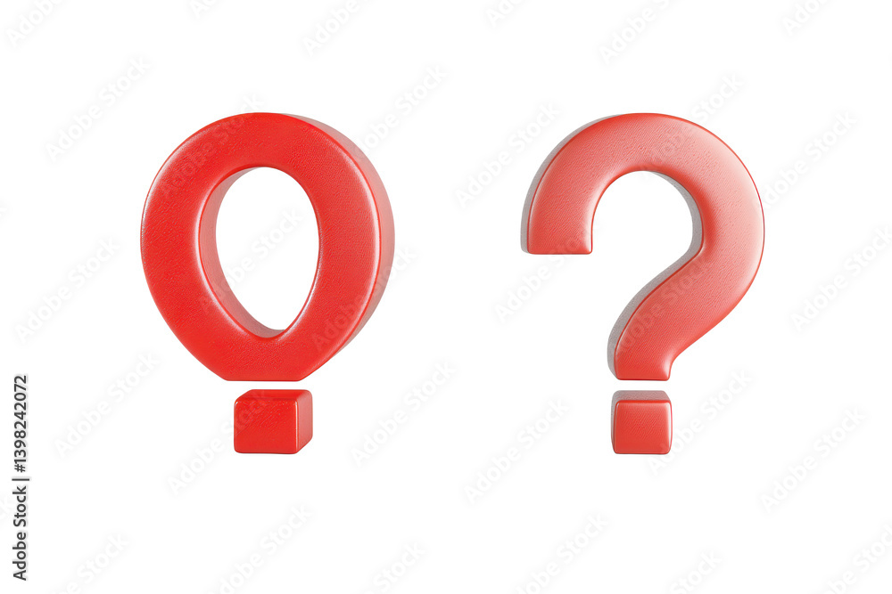 Poster red question mark symbol 3d render illustration faq help support query icon design
