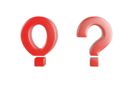 Red question mark symbol 3d render illustration faq help support query icon design