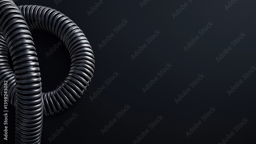 Poster power cables with high flexibility. abstract metallic coils against a dark background create a moder