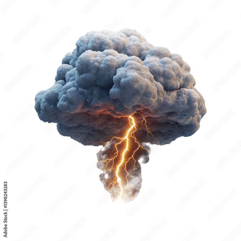 Aufkleber a majestic cloud with a single lightning bolt striking down creating a powerful and stunning visual 