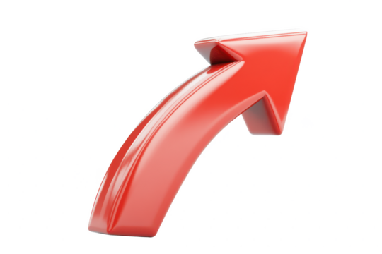 Red arrow pointing up growth direction business success progress upward trend icon