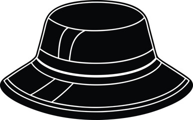 sun hat silhouette vector icon, fashion hat, stylist sun hat, black and white hat, black top hat, on white background.