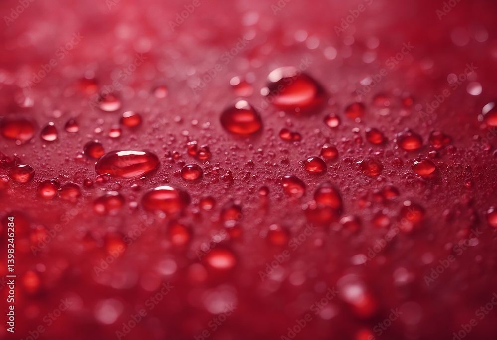 Wall mural bright drops background texture abstract red water clean design nature healthy droplet bubble graphi
