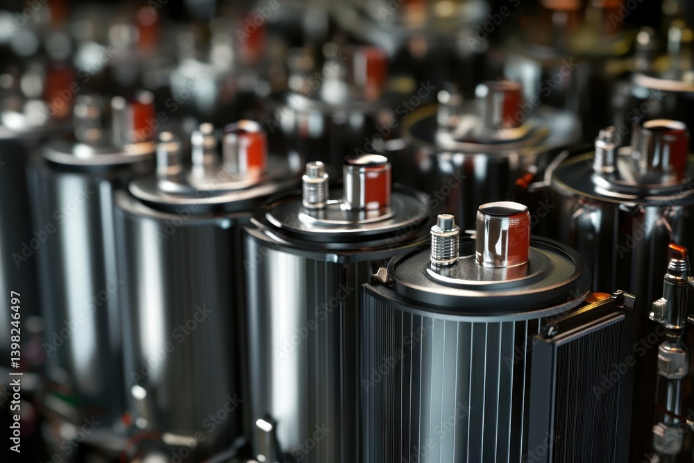 Poster modern battery technology showcases intricate design and engineering in production setting