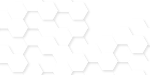 Minimal white hexagonal hexagon modern technology creative emboss light honeycomb polygonal web. abstract geometric science and mosaic tile with template texture background.	