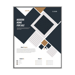 Flyer template for real estate businesses, Designing flyers for a house sale, Modern Vector Real Estate Flyer Template Design, Luxury house or property rent online advertising flyer.