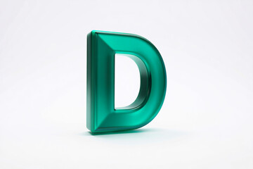 Glossy 3D Alphabet D in Bright Green on Clean White Backdrop