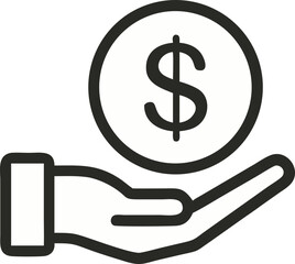 Hand holding a dollar sign icon representing business finance and currency