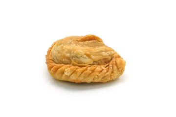 curry puff pastry isolated on white background. Snacks in Thailand. Bean Paste Pastries