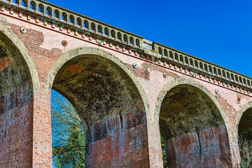 The  nine-arched red-brick viaduct spanning the Dareth Valley located in Eynsford near Dartford in Kent, England