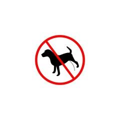 Warning forbidden sign no dog peeing icon isolated on white background 
