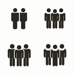 Business people icons illustrate teamwork and leadership concepts with silhouette figures