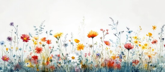 Watercolor Wildflower Meadow Background