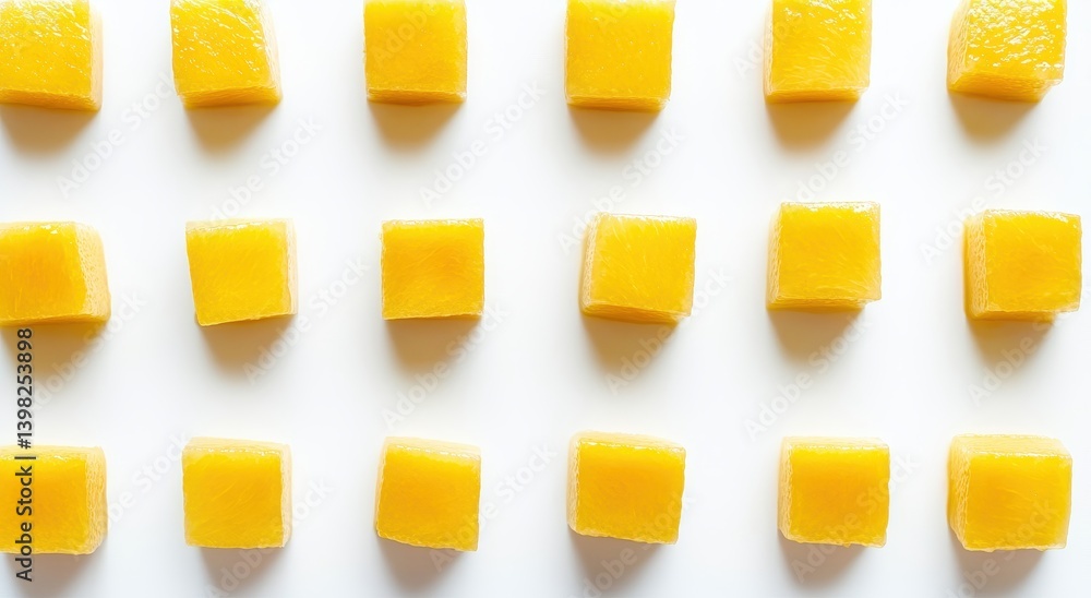 Poster bright and vibrant yellow squares arranged neatly on a white surface creating a fresh and cheerful d