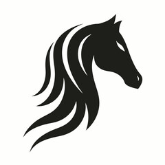 Black horse head silhouette vector icon animal symbol