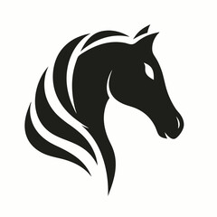 Black horse head silhouette vector icon animal symbol