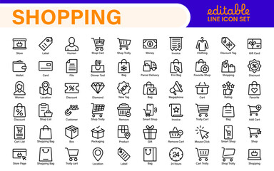 Shopping Cart Icons Set. Vector Icons for Retail, Online Shopping, E-commerce, Checkout, and Shopping Experience