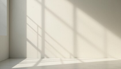 Obraz premium Illuminated minimalist room with shadows modern interior photography indoor wide angle contemporary design