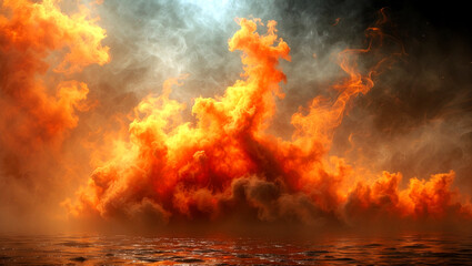 Fototapeta premium Stunning fiery orange and gold smoky background texture