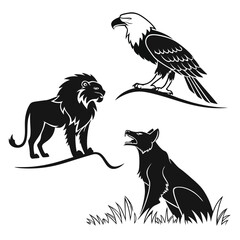 black silhouettes of animals