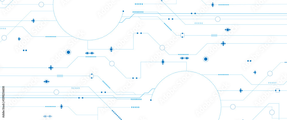 Poster Technology blue circuit diagram concept. Vector abstract technology on white background.