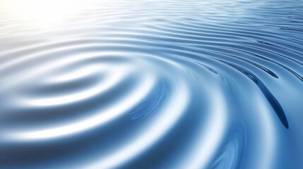 Abstract concentric ripples on calm water surface, sunlight reflection.
