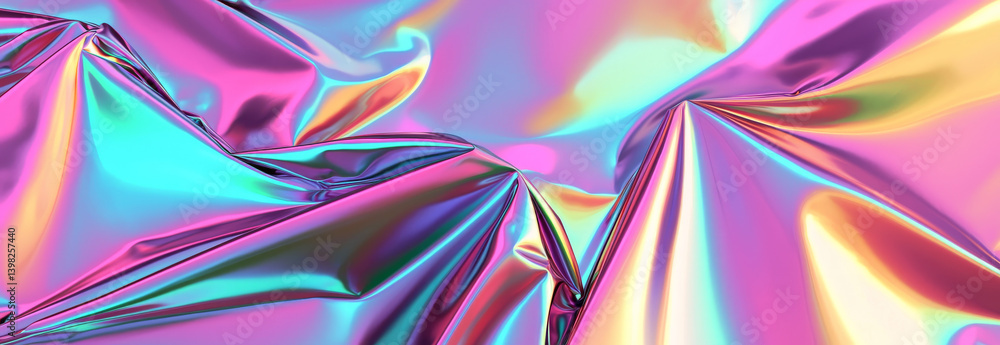 Aufkleber colorful iridescent foil texture with shiny reflective surface creating a vibrant visual effect for 