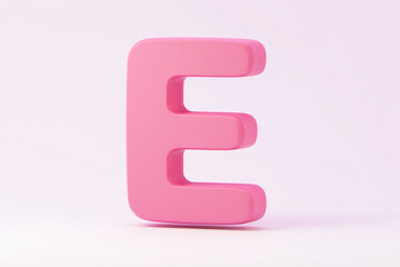 Stylized Pink 3D Letter E Isolated on Seamless White