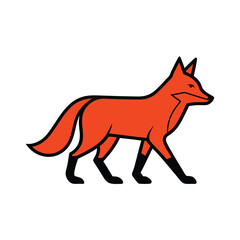 outline of a fox walking vector on white background