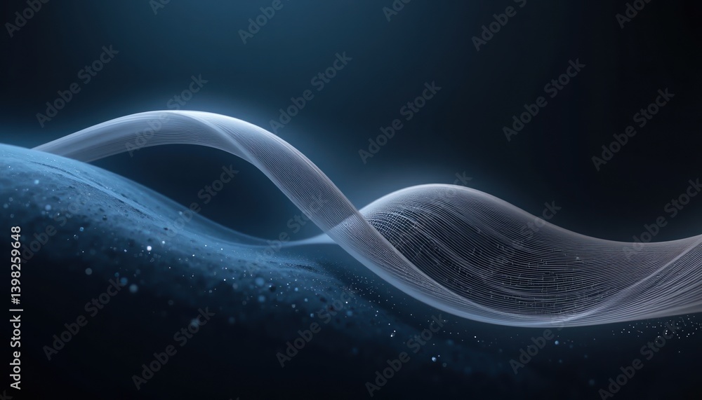 Poster dynamic wave patterns in dark space abstract visual art digital graphics ethereal environment artist