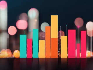 Obraz premium A digital map overlaid with asset management forecast data, highlighting areas of growth and decline in different sectors