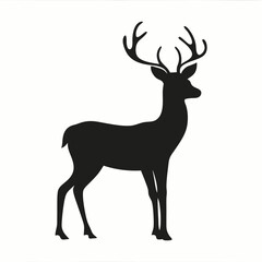 Fototapeta premium Deer silhouette vector, a wild animal illustration of a reindeer mammal with antlers isolated in nature