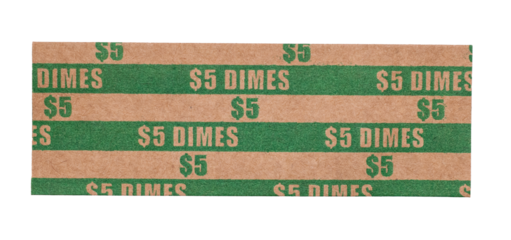 Flat Unused Dime paper roll on on a transparent background 