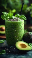 Avocado Chia Smoothie with Basil – Fresh, Healthy and Green Delight