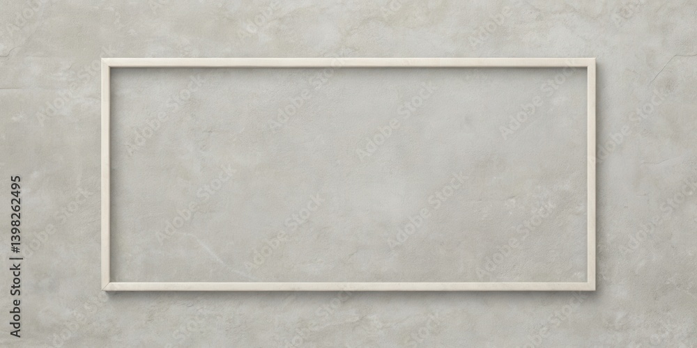 Aufkleber Empty off-white rectangular frame on a textured grey surface, ideal for design projects and presentations.