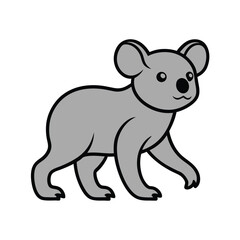 outline of a koala walking vector on white background