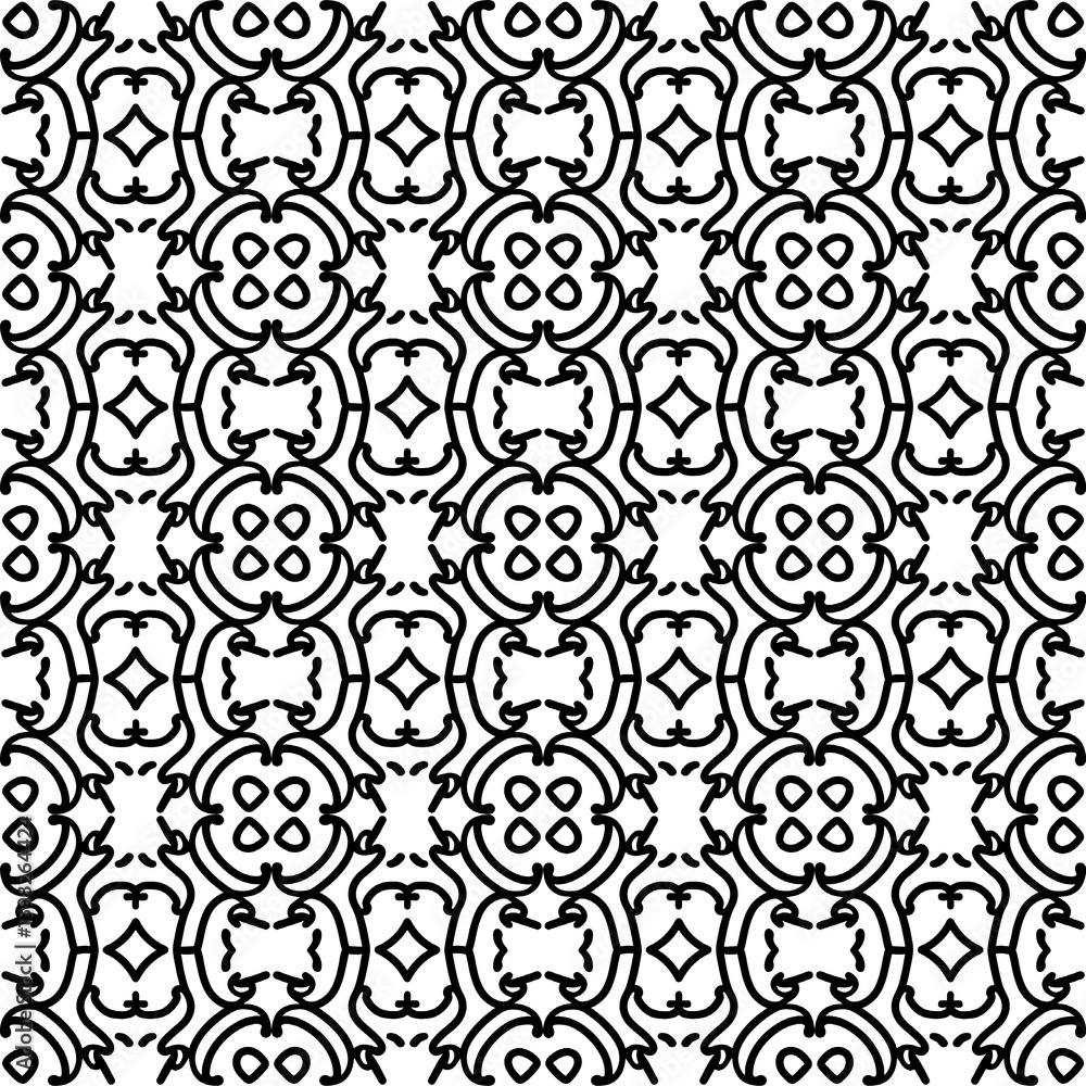 Poster seamless vector pattern in geometric ornamental style. black and white pattern.