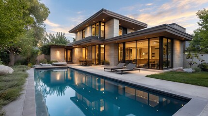 Fototapeta premium Modern House with Pool