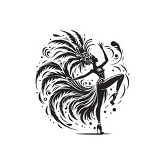 A lively vector illustration of a vibrant Samba dance, featuring dynamic movements and colorful costumes. Perfect for use in event promotions, dance-related designs, and cultural projects.