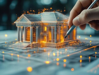 Digital architectural design of a building