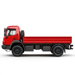Fototapeta premium Red cargo truck side view
