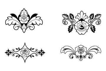 Elegant Black and White Rose Floral Line Art Vector.