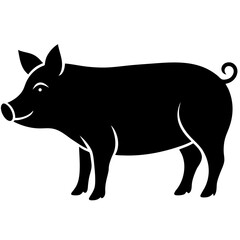 Silhouette of a Pig Farm Animal Vector Illustration

