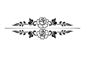 Elegant Black and White Rose Floral Line Art Vector.