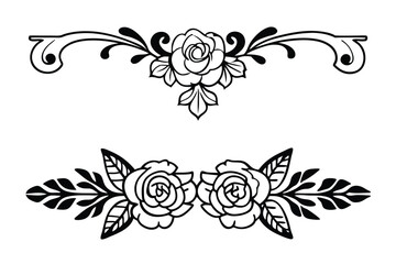 Elegant Black and White Rose Floral Line Art Vector.