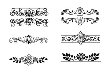Elegant Black and White Rose Floral Line Art Vector.