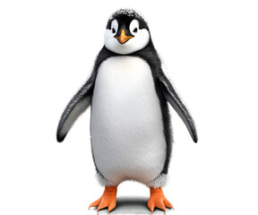 Obraz premium Charming Illustration of an Adorable Penguin with Fluffy Details Stands Out with its Delightful and Playful Aesthetic Appealing to all Ages
