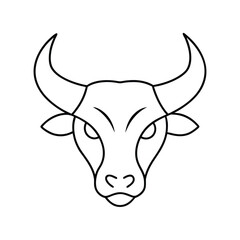 Minimalist Bull Head Illustration Simple Line Art Design Vector Graphic