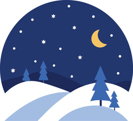 Naklejka premium christmas night landscape